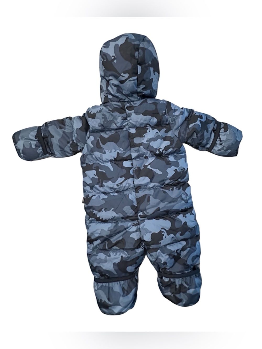 GAP Infant Dinosaur Blue Camouflage Puffer Bunting Snowsuit Winter 3-6 Months - Picture 4 of 7